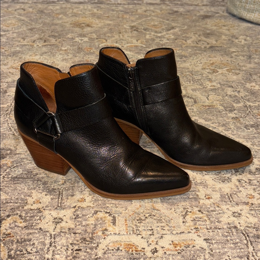 Franco Sarto Black Leather Ankle Boots